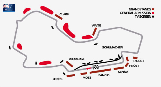 Карта трека Альберт Парк (Австралия, Мельбурн).
F1 Albert Park.